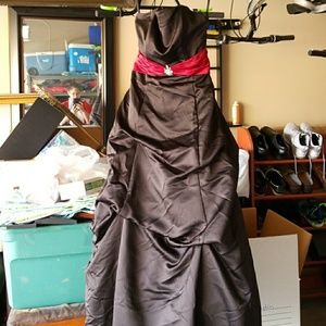 black and red ball gown